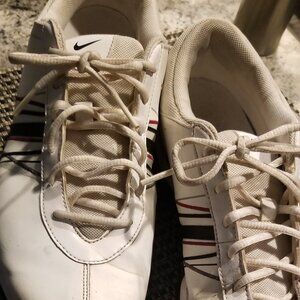Nike womens golf shoes size 10 white with red and black stripes